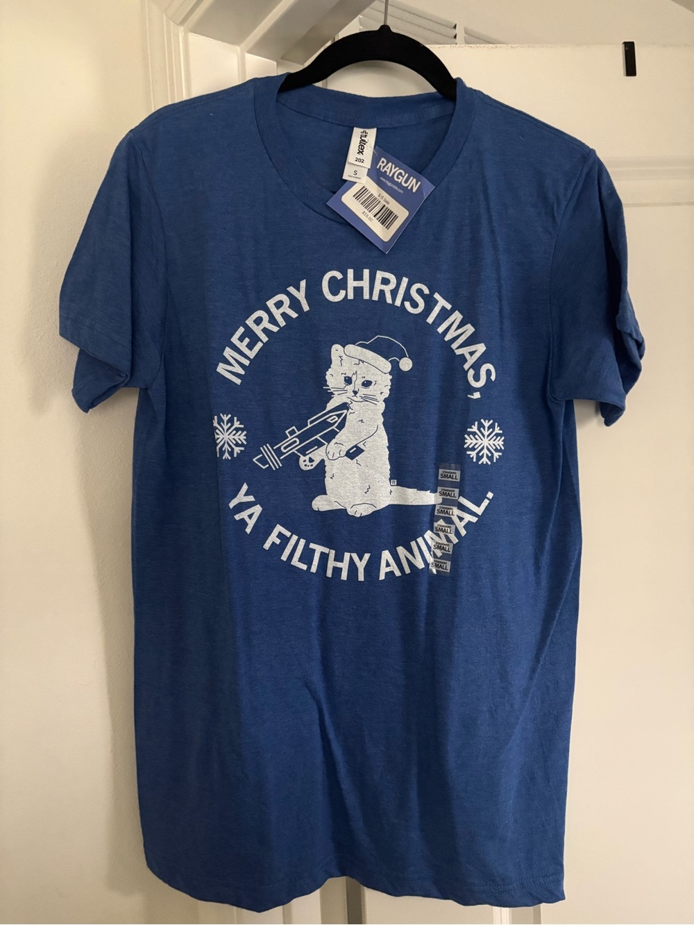 NWT Raygun Merry Christmas Ya Filthy Animal Cat T-Shirt
